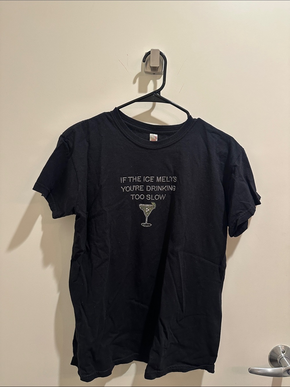 Black Graphic Tee with Martini Graphic